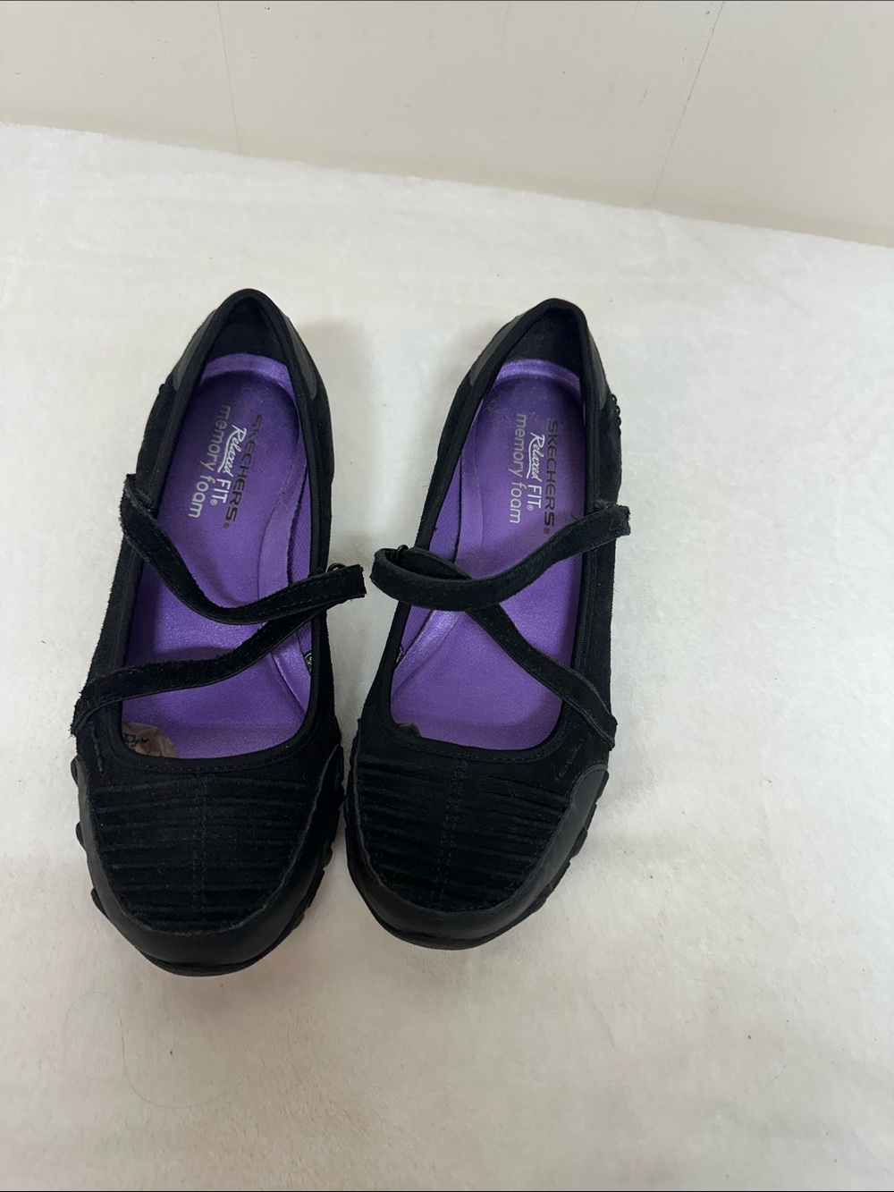 Skechers Black Mary Jane Flats with Purple Insole